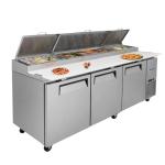 Lispin 93" Commerical Pizza-Sandwich Prep Table Refrigerator - 3 Door Stainless Steel Refrigerator, 31 Cu.ft Capacity, Low Noise, Adjustable Shelves, Auto Defrost, Digital Temp Control