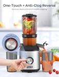 Ganiza Cold Press Juicer, 4.3" Compact Space-Saving Design Juicer Machine with 3 Replaceable Filters, One-Touch & Ultra-Quiet Operation, BPA-Free Easy to Clean, Silver