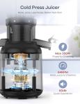 Ganiza Cold Press Juicer, 4.3" Compact Space-Saving Design Juicer Machine with 3 Replaceable Filters, One-Touch & Ultra-Quiet Operation, BPA-Free Easy to Clean, Silver