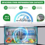 Lispin 93" Commerical Pizza-Sandwich Prep Table Refrigerator - 3 Door Stainless Steel Refrigerator, 31 Cu.ft Capacity, Low Noise, Adjustable Shelves, Auto Defrost, Digital Temp Control