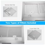 EVERKITCH Range Hood 30 Inch Under Cabinet with 600CFM, Gesture Sensing & Touch Control Kitchen Vent Hood of Ductless/Ducted Vent with Stainless Steel Filters