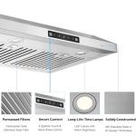 EVERKITCH Range Hood 30 Inch Under Cabinet with 600CFM, Gesture Sensing & Touch Control Kitchen Vent Hood of Ductless/Ducted Vent with Stainless Steel Filters