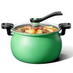 Multifunctional Large Capacity Non-Stick Pressure Cooker, 8 Qt Micro Pressure Cooker Visible Transparent Glass Cover, Anti-Scalding Handle Fast Cooking Pot for All Stovetops (Green)