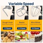 VIVOHOME 9 in 1 Multifunctional Stand Mixer with Fermentation, 6 Speed 7.5 Quart Kitchen Electric Food Mixer with Timer, Meat Grinder, Juice Blender, Vegetable Slicer, Pasta and Cookie Maker, Black