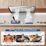 Zomagas Range Hood Insert 30 Inch Stainless Steel Built-in Kitchen Hood with 600CFM, Ductless/Ducted Range Hood, Push Button Control, 3-Speed Fan, 2 Pcs Aluminum Filters