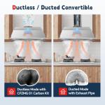 Zomagas Range Hood Insert 30 Inch Stainless Steel Built-in Kitchen Hood with 600CFM, Ductless/Ducted Range Hood, Push Button Control, 3-Speed Fan, 2 Pcs Aluminum Filters