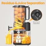 Cold Press Juicer, 5.5inch Wide Feed Chute Juicer Machine, Slow Masticating Juicer for Whole Vegetables & Fruits, Black