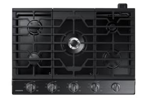 SAMSUNG 30" Built In Smart Gas Cooktop with Illuminated Knobs, 5 Burners, Black Stainless Steel, NA30N6555TG/AA