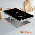 Electric Cooktop, TOPWISH 2 Burner Electric Cooktop Built-in, 110V Plug in Cook Top Stove Burners for Cooking, 12 Inch Stove Top with Touch Control, Timer, Child Lock, Over Heat Protection