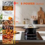 Electric Cooktop, TOPWISH 2 Burner Electric Cooktop Built-in, 110V Plug in Cook Top Stove Burners for Cooking, 12 Inch Stove Top with Touch Control, Timer, Child Lock, Over Heat Protection