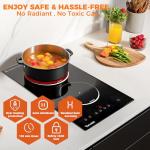 Electric Cooktop, TOPWISH 2 Burner Electric Cooktop Built-in, 110V Plug in Cook Top Stove Burners for Cooking, 12 Inch Stove Top with Touch Control, Timer, Child Lock, Over Heat Protection