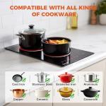 Electric Cooktop, TOPWISH 2 Burner Electric Cooktop Built-in, 110V Plug in Cook Top Stove Burners for Cooking, 12 Inch Stove Top with Touch Control, Timer, Child Lock, Over Heat Protection