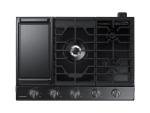 SAMSUNG 30" Built In Smart Gas Cooktop with Illuminated Knobs, 5 Burners, Black Stainless Steel, NA30N6555TG/AA