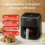 TOPZEE Air Fryer 12-in-1 with 5.5 QT Large Capacity, Compact Air Fryer, 100-400℉ Precise Heat, 360°Hot Air Circulation, 95% Less Oil, Bake, Dry, Reheat, Frozen, Broil, Proof, Black