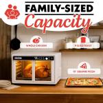 Gourmia French Door Digital Air Fryer Oven - XL 37QT Capacity, 12 Presets, FryForce 360° Tech, Dehydrate, Proof, Slow Cook, Fits 13” Pizza, 1700W, White