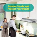 FIREGAS Range Hood 36 inch Under Cabinet, Ducted/Ductless Convertible Kitchen Hood, Stainless Steel Vent Hood with LED Light,2 Speed Exhaust Fan, Silver