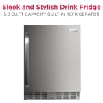 Frigidaire 5.0 CU FT./142L capacity built in under counter fridge. Frost free, Staineless Steel