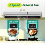 FIREGAS Range Hood 36 inch Under Cabinet, Ducted/Ductless Convertible Kitchen Hood, Stainless Steel Vent Hood with LED Light,2 Speed Exhaust Fan, Silver