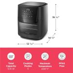 Frigidaire 5-in-1 Air Fryer Combo Oven with Viewing Window, Large 12.6 QT Capacity, Digital Display, 5 Cooking Modes, 7 Recipe Presets, Automatic Shake Reminder, PFAS-Free Cooking Surfaces, Black