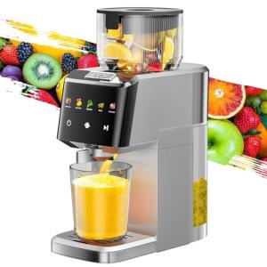 Cold Press Juicer - Large 5.12" Feed Chute,Easy to Clean,Slow Masticating Juicer for Nutrient Retention,Quiet 250W Motor,High Juice Yield,Leakproof - Fruits,Vegetables & Leafy Greens-Silver