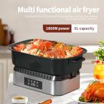 Nawayo 3-in-1 Air Fryer Oven, 6.32QT with See-Through Window, 4 Presets Touchscreen, Multi-Cooker for Air Frying, Roasting, Baking, Dehydrate, Reheat & Stewing, Turbo Crisp Technology, No Flip Needed
