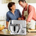 Stand Mixer, POWWA 7.5 Quart Electric Mixer, 6+1 Speed 660W Tilt-Head Kitchen Food Mixers with Whisk, Dough Hook, Mixing Beater & Splash Guard for Baking, Cake, Cookie (Silver-with Handle)