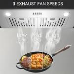 Hermitlux 30 inch Built-in/Insert Range Hood, 600 CFM 3 Speed Vent Hood, Ducted/Ductless Convertible, Stainless Steel Range Hoods with Bright LED Light, Baffle Filters and Charcoal Filters