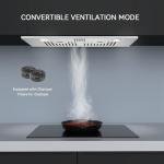 Hermitlux 30 inch Built-in/Insert Range Hood, 600 CFM 3 Speed Vent Hood, Ducted/Ductless Convertible, Stainless Steel Range Hoods with Bright LED Light, Baffle Filters and Charcoal Filters