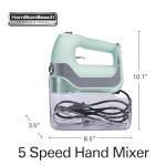 Hamilton Beach Professional 5-Speed Electric Hand Mixer with Snap-On Storage Case, QuickBurst, Stainless Steel Twisted Wire Beaters and Whisk, Mint (62658)