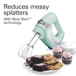 Hamilton Beach Professional 5-Speed Electric Hand Mixer with Snap-On Storage Case, QuickBurst, Stainless Steel Twisted Wire Beaters and Whisk, Mint (62658)