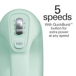 Hamilton Beach Professional 5-Speed Electric Hand Mixer with Snap-On Storage Case, QuickBurst, Stainless Steel Twisted Wire Beaters and Whisk, Mint (62658)