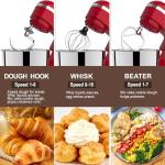 3 in 1 Electric Stand Mixer with 5.5 Quart Bowl, Household Food Mixer 10+p Speeds, Kitchen Tilt-Head Bread Dough and Cake Mixers for Home Daily Use (Red)