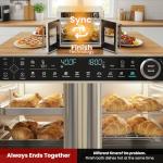 Magic Mill 32QT Dual Zone Air Fryer Oven – Ivory Cream, 13 Accessories, 10-in-1 Functions, Sync Finish, Rotisserie, LED Display, Family-Size French Door Convection Oven
