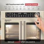 Magic Mill 32QT Dual Zone Air Fryer Oven – Ivory Cream, 13 Accessories, 10-in-1 Functions, Sync Finish, Rotisserie, LED Display, Family-Size French Door Convection Oven