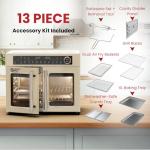 Magic Mill 32QT Dual Zone Air Fryer Oven – Ivory Cream, 13 Accessories, 10-in-1 Functions, Sync Finish, Rotisserie, LED Display, Family-Size French Door Convection Oven