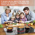 Karinear Electric Cooktop 30 Inch, 5 Burners Electric Stove 30 Inch Electri Ceramic Cooktop, 9 Power Level, Pause, Timer, Child Safety Lock, Triple Ring Expandable Burners, 6900W 220V(No Plug)