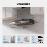 VIKIO HOME Under Cabinet Range Hood 30 Inch, 980CFM Fast Venting Ducted, Kitchen Hood With 3 Speed Gesture Sensing & Touch Control, Stainless Steel Stove Vent Hood With LED Light And 2 Baffle Filters