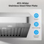 VIKIO HOME Under Cabinet Range Hood 30 Inch, 980CFM Fast Venting Ducted, Kitchen Hood With 3 Speed Gesture Sensing & Touch Control, Stainless Steel Stove Vent Hood With LED Light And 2 Baffle Filters