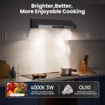 VIKIO HOME Under Cabinet Range Hood 30 Inch, 980CFM Fast Venting Ducted, Kitchen Hood With 3 Speed Gesture Sensing & Touch Control, Stainless Steel Stove Vent Hood With LED Light And 2 Baffle Filters