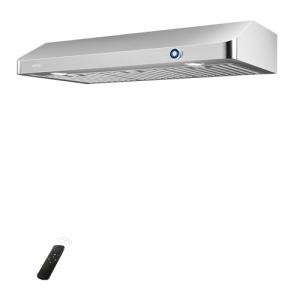 EKON 42 inches Under Cabinet Range Hood, 900 CFM Stainless Steel Kitchen Chimney Vent, 4 Speed Touch Screen Control With Remote 2Pcs 3W LED Knob Control