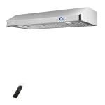 EKON 42 inches Under Cabinet Range Hood, 900 CFM Stainless Steel Kitchen Chimney Vent, 4 Speed Touch Screen Control With Remote 2Pcs 3W LED Knob Control