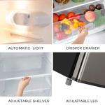 Upstreman 7.7 Cu.Ft. Refrigerator with Freezer, Double Door, Adjustable Thermostat, Large Capacity, Reversible Door Swing, Refrigerator for Apartment, Office, Dorm, Stainless (BD75)