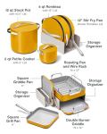 Caraway 31-Piece Ceramic Cookware Bundle - Fry Pans, Saucepans, Sauté Pan, Dutch Oven, Petite Cooker, Stir Fry, Rondeau, Stock Pot, Grill & Griddle Pans, Roasting Pan, Racks, Organizers - Marigold