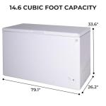 Kenmore Deep Freezer - Chest Freezer, 1 Basket, Garage Ready, Meat Storage, Front Drain, Congelador For Home, Apartment, Basement, Dorm, Shed, Cottage, Manual Defrost, Stand Up, 14.6 Cubic Feet, White