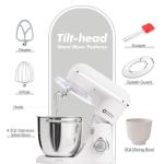 Kitchen in the box Stand Mixer, 5QT+4.5QT Two bowls Electric Food Mixer, 10 Speeds 3-IN-1 Kitchen Mixer for Daily Use with Egg Whisk,Dough Hook,Flat Beater (Frost White, 5QT)