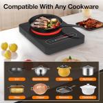 ANHANE 1800W Electric Cooktop, 11 Inch Portable Single Burner with Timer & Child Lock - 110-120V Compact Countertop Stove for Everyday Cooking in Kitchen, Dorm, RV or Office