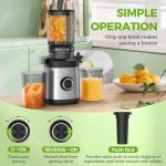Juicer Machines, 100 Watts Cold Press Juicer with Wide Chute, Slow Masticating Juicers, High Juice Yield for Leafy Greens, Fruits & Vegetables, Easy to Clean