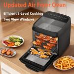 CULINIX 12L Air Fryer Toaster Oven Combo with 2 Viewing Windows, 12-IN-1 Multifunctional Digital Large Air Fryer with Rotisserie & Dehydrator, 8 Accessories Included, Black