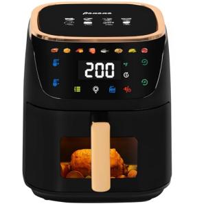 Panana 8QT Large Air Fryer Compact, 8 Preset Menus Airfryer, One-Touch Digital Control Presets, Touchscreen Display, Dishwasher Safe, Nonstick, Fit for Family (Black)