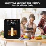 Panana 8QT Large Air Fryer Compact, 8 Preset Menus Airfryer, One-Touch Digital Control Presets, Touchscreen Display, Dishwasher Safe, Nonstick, Fit for Family (Black)
